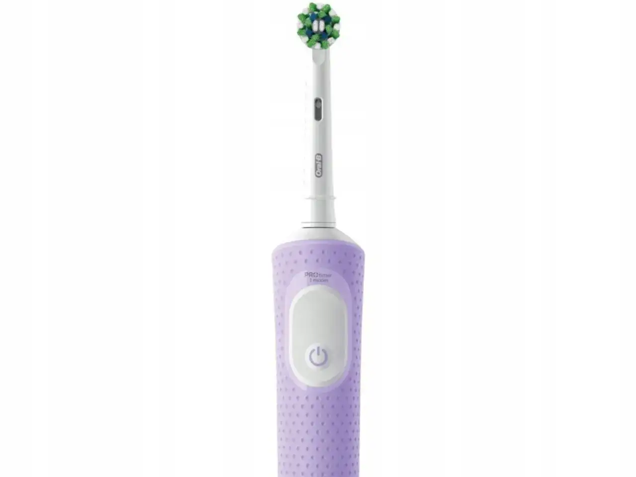 Fioletowa szczoteczka elektryczna Oral-B Pro Vitality z 3 trybami pracy, zapewniająca energię i witalność Twoim zębom.